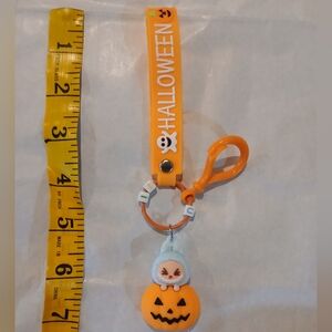 Halloween Pumpkin Keychain with Monster Charm